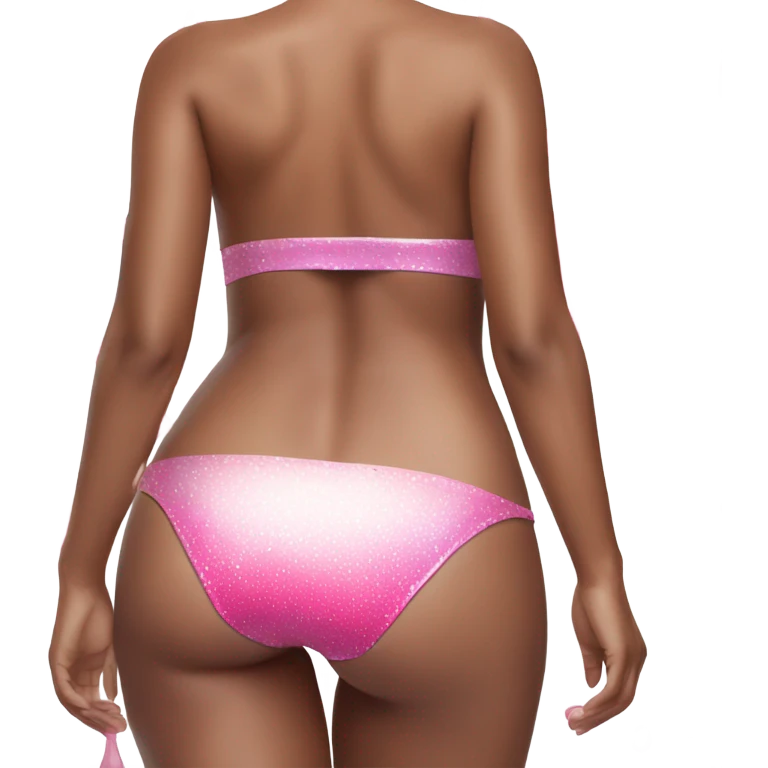 Woman backwards wearing glittery-pink bikini with dripping white paint  emoji