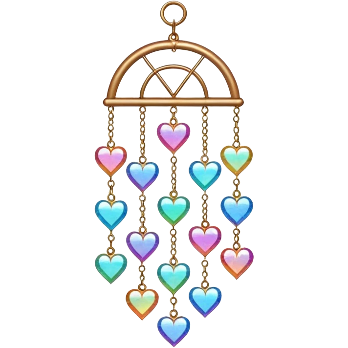 Sparkly glittery aesthetic Iridescent rainbow suncatcher hanging hearts and tiny stars emoji