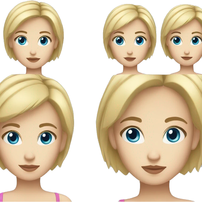 Very Short blond hair girl blue eyes emoji