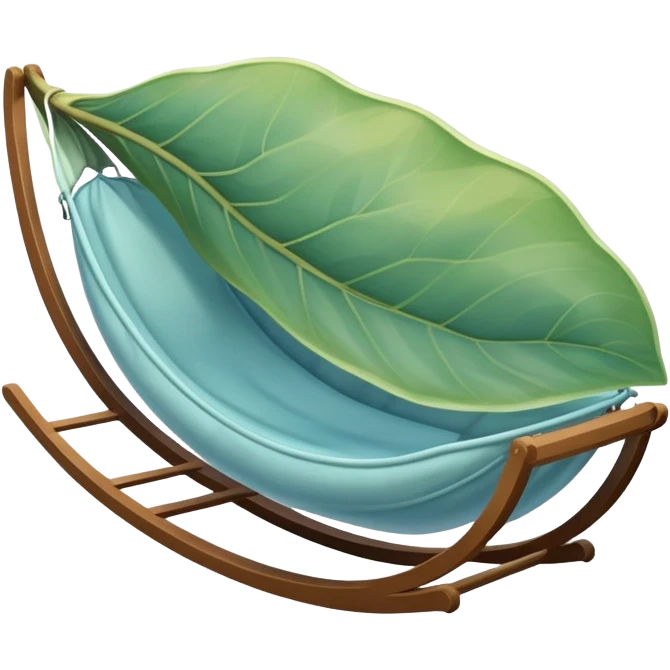 sheltering cradle leaf, translucent, softly curved, floating, gentle green-blue and warm earth colors emoji