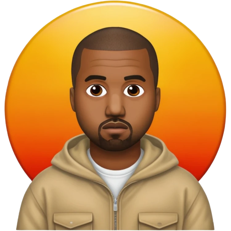 Kanye West in the style of Apple emoji, with the Life of Pablo album artwork in the background. emoji