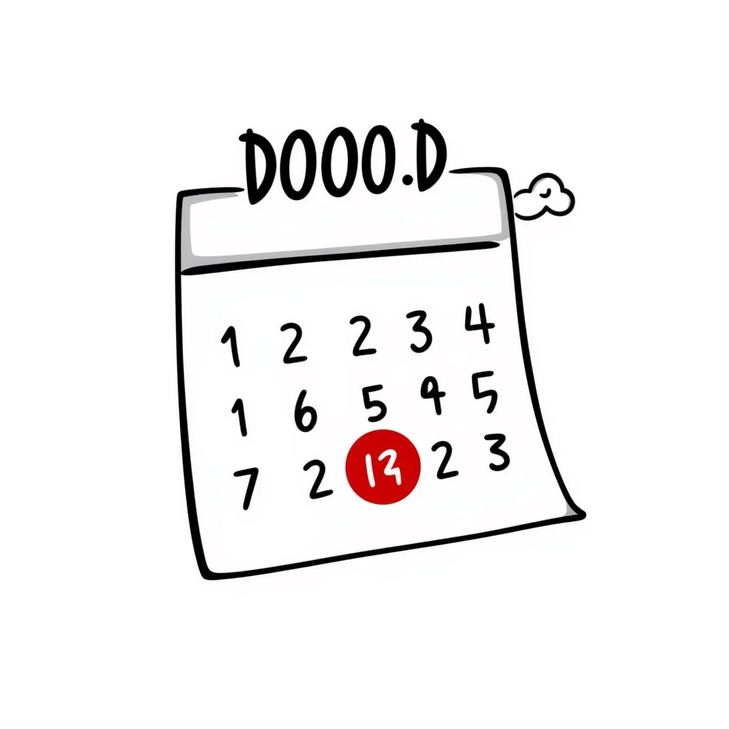 Hand-drawn calendar with important date circled in red emoji