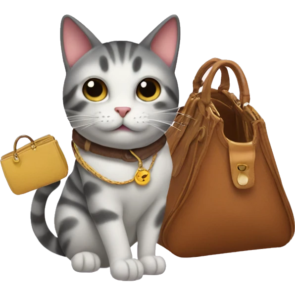 Cat with a fin and a purse emoji