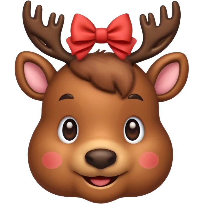 Reindeer with cute bow emoji