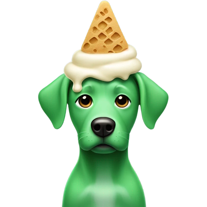 Green dog with ice cream on head emoji