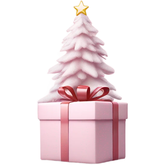 Light pink Christmas gifts under a white Christmas tree  emoji