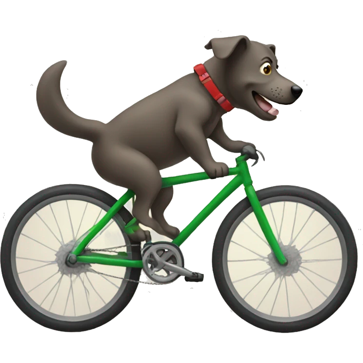 Dog riding mountain bike emoji