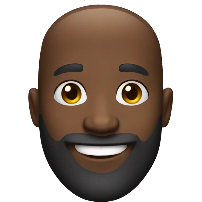 Black Bald man with big beard smiling  emoji
