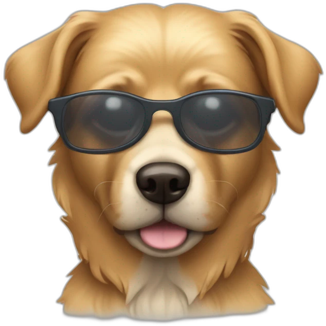 Chien avec une doudoune et des lunettes emoji