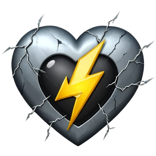 heart with black and silver lightning emoji