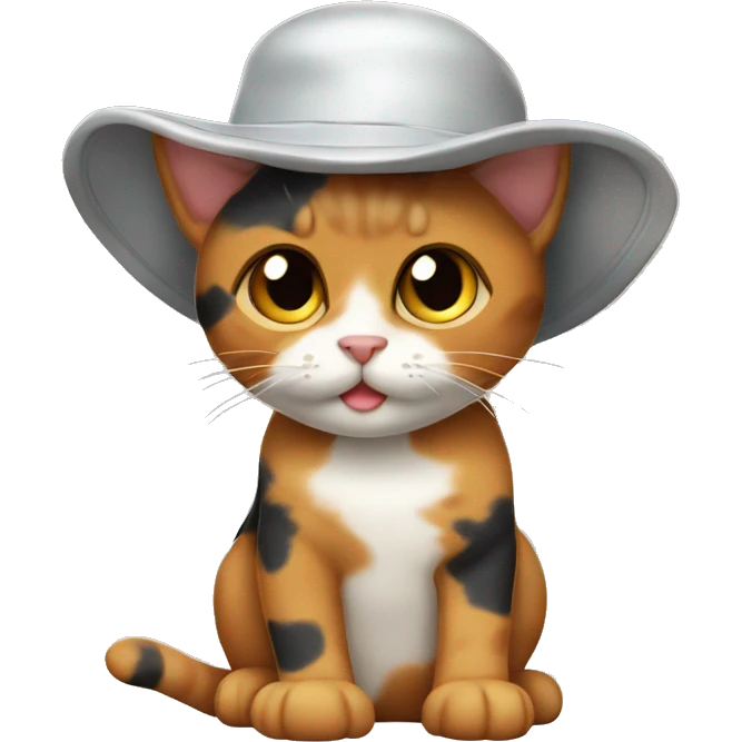 Calico cat with a bucket hat  emoji