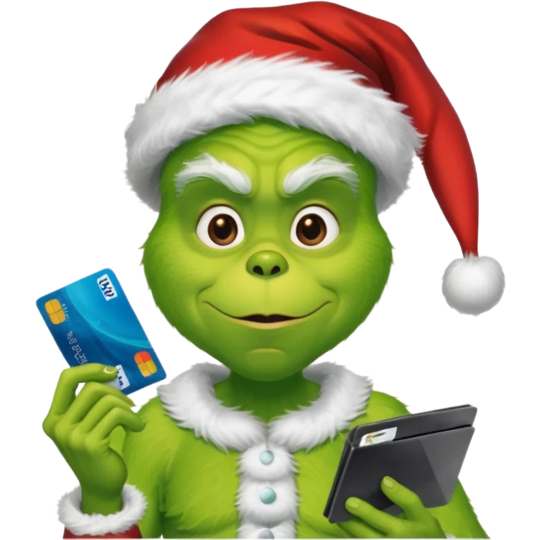 Grinch in a mayback with credit cards emoji