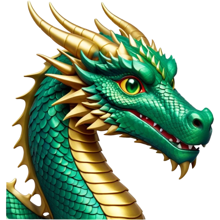 cinematic-noble-dragon-portrait-emoji,-poised-and-majestic,-with-a-sinuous,-elongated-body-covered-in-intricately-detailed,-shimmering-scales-in-hues-of-emerald-and-gold,-and-piercing,-fiery-eyes-that-reflect-ancient-wisdom; emoji