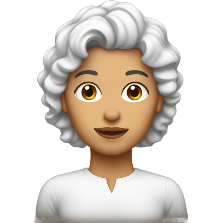 Mujer blanca con pelo chino y barba emoji