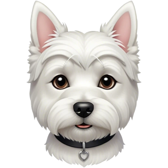 Cinematic Noble West Highland White Terrier Portrait Emoji, Poised and regal, with a compact, sturdy build and a pristine, well-groomed pure white coat, deep-set soulful dark eyes, Simplified yet sharp and sophisticated features, highly detailed, glowing with a soft, dignified glow, high shine, intelligent and loyal, stylized with an air of confidence, focused and attentive, soft glowing outline, capturing the essence of a watchful and determined companion, so majestic it feels as though it could trot out of the screen with effortless authority! emoji