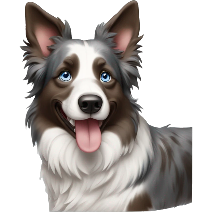 blue merle border collie with blue eyes and brown heterochroma smiling emoji