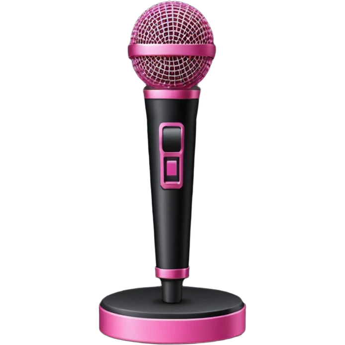 stage microphone with pink strip on bottom emoji
