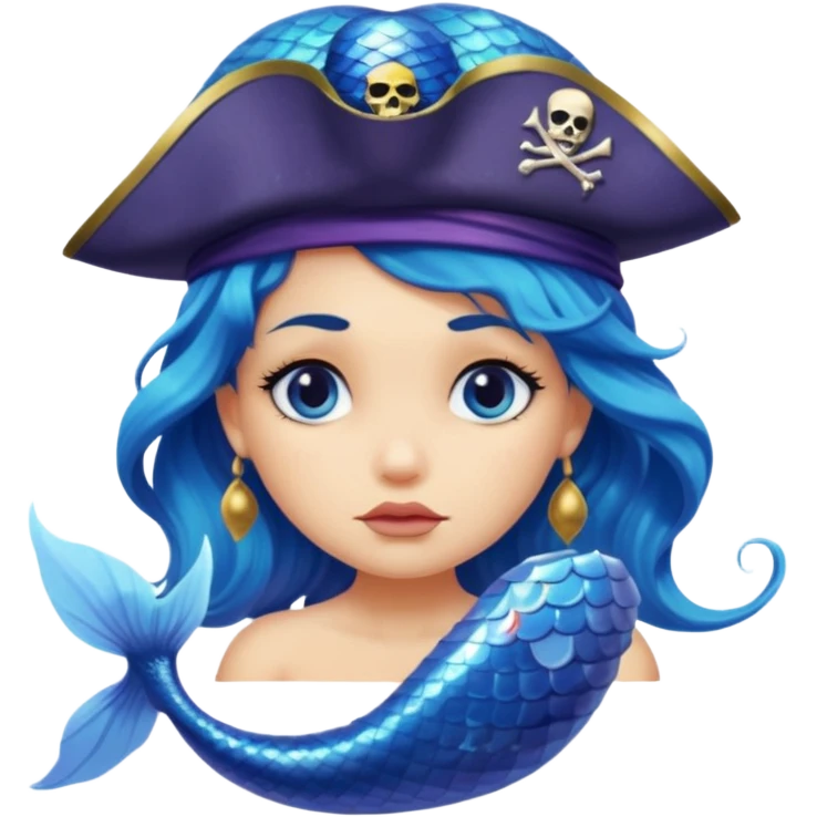 a sad mermaid wearing pirate hat  emoji