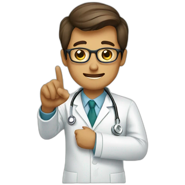 Doctor pointing to top emoji