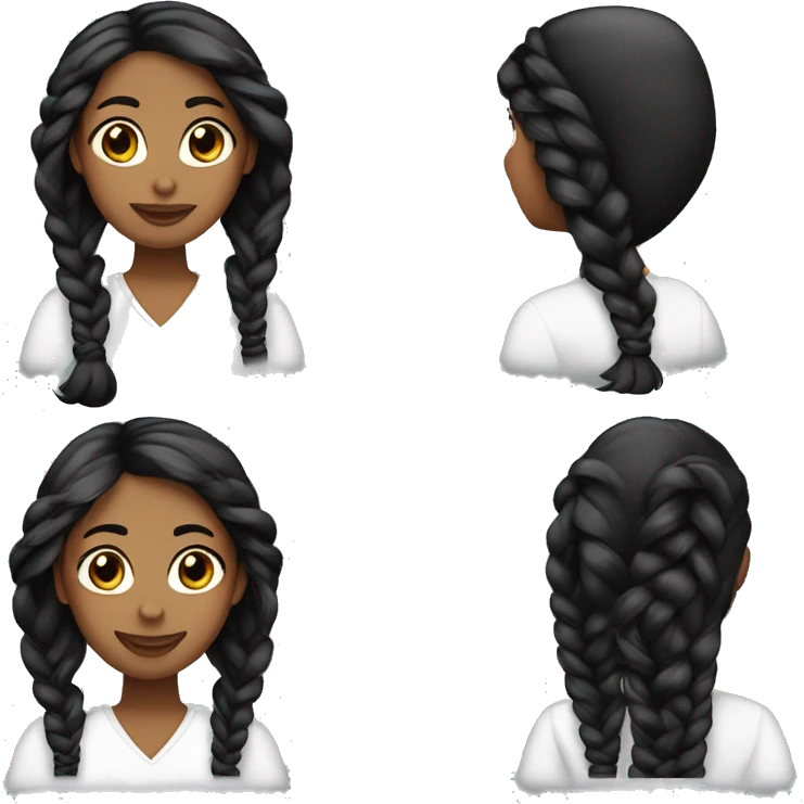 Mujer negra cabello largo con trenzas y maquillaje emoji