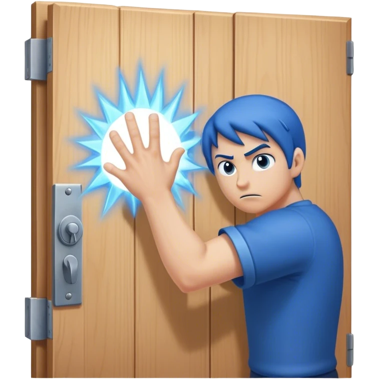 *"A closed door, a determined hand knocking—where knuckles meet wood, an intense blue magical energy pulses outward. Success isn’t about waiting; it’s about knocking until the world answers."*   emoji