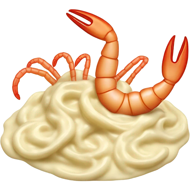 Shrimp dancing in Alfredo sauce emoji