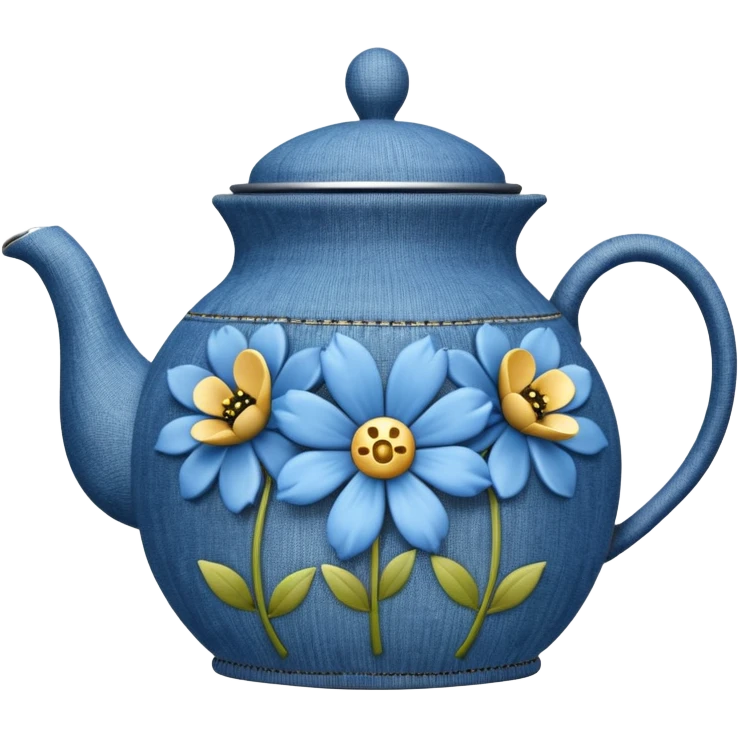 Teapot with denim flowers  emoji