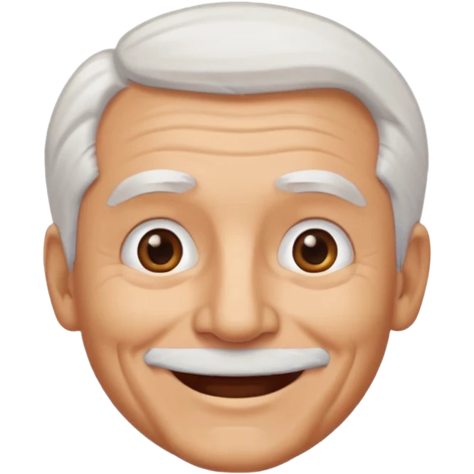 Illustrated emoji of an old man, white hair, no beard, dark eyes, tanned skin  emoji