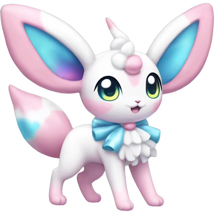 Kawaii Gorgeous Beautiful Shiny Sparkly Sylveon-Pokémon full body emoji