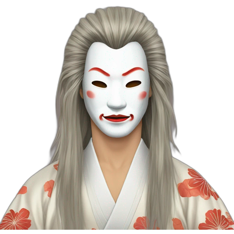 hot-guy-noh-mask-longhair-japanese-kimono emoji
