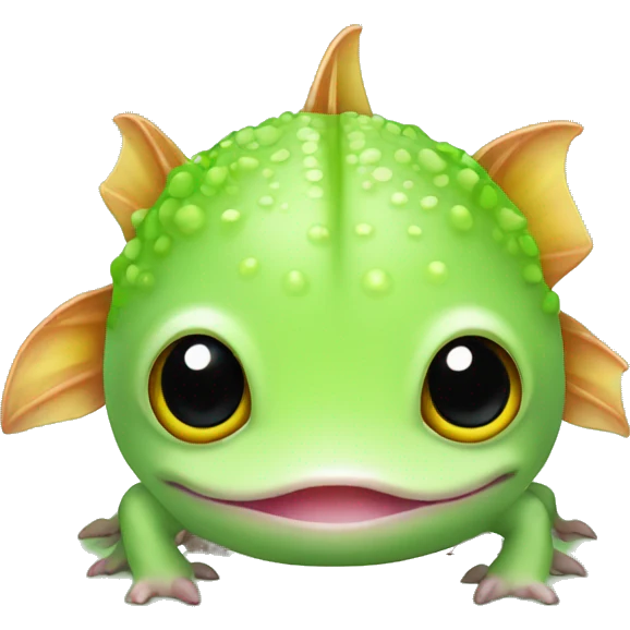 lime green axolotl with amber eyes emoji