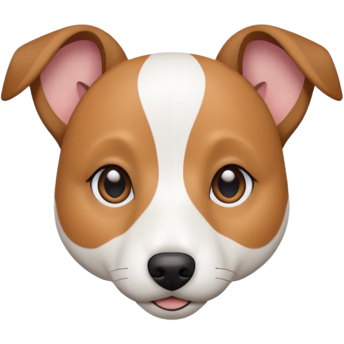 a fully white jack russell the size of a kelpie with floppy ears and a half white face emoji