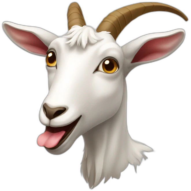 Goat with open mouth and very long tongue emoji