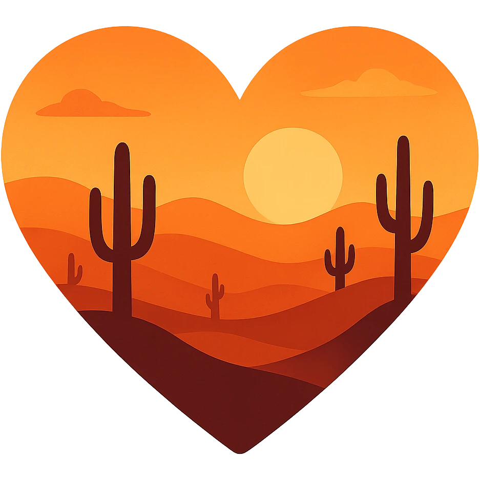 heart with a desert sunset theme, clean digital illustration emoji