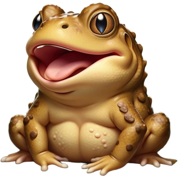 Cinematic Cute Yawning Toad Portrait Emoji, Head tilted slightly with a dramatic, wide-open yawn, showcasing a stout, textured body with drooping, warty features and sleepy, half-closed eyes, Simplified yet irresistibly adorable features, highly detailed, glowing with a soft, cozy woodland glow, high shine, relaxed yet expressive, stylized with a dash of whimsical amphibian charm, soft glowing outline, capturing the essence of a drowsy yet affectionate toad that appears ready to stretch out for a nap! emoji