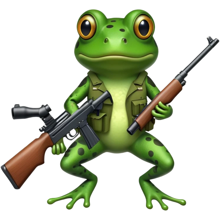 Military frog with a gun emoji