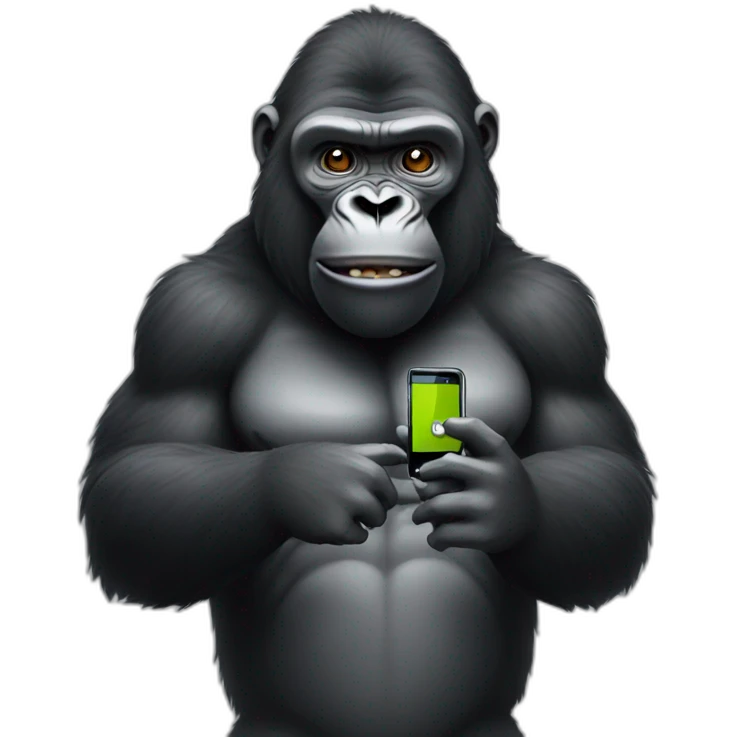 Gorilla holding an android phone emoji