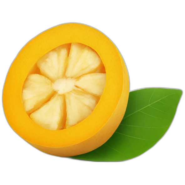 Sliced Tumeric with leaf on the side on white emoji