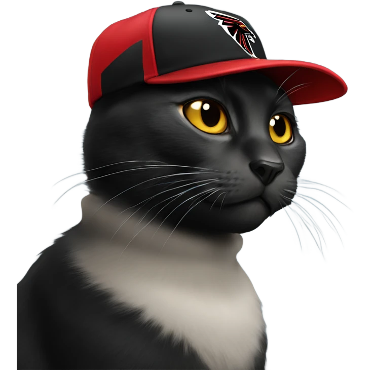 Black cat wearing falcons cap emoji