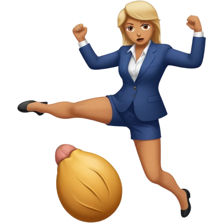 woman kicking donald trump in the testicles emoji