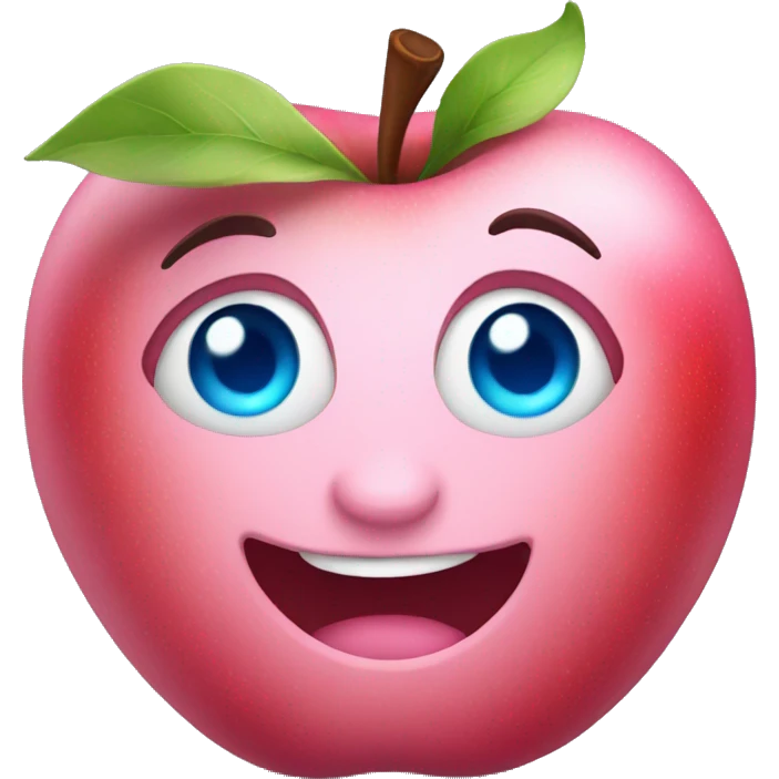 pink apple with blue eyes emoji