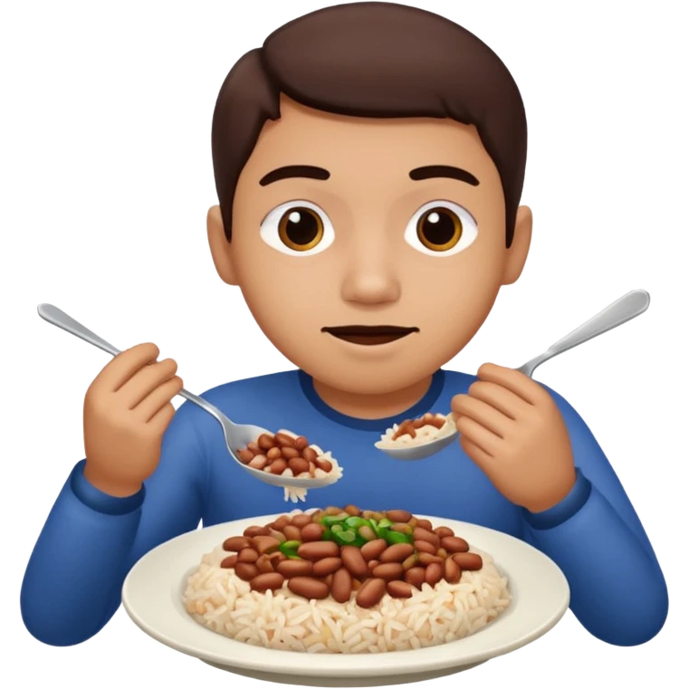 Create a person having lunch. Not a sandwich. Rice, beasn and meat. emoji