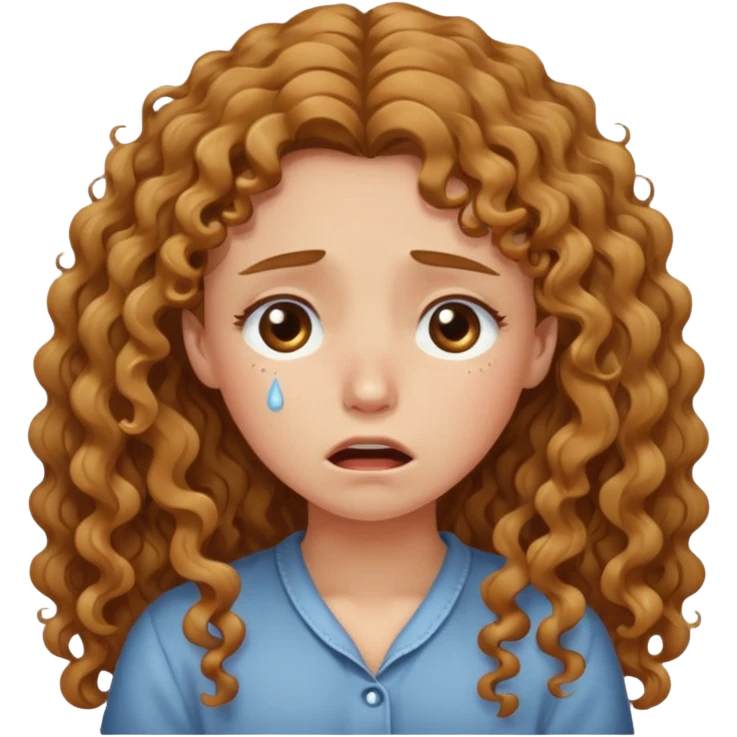 long light brown curly hair girl bawling  emoji