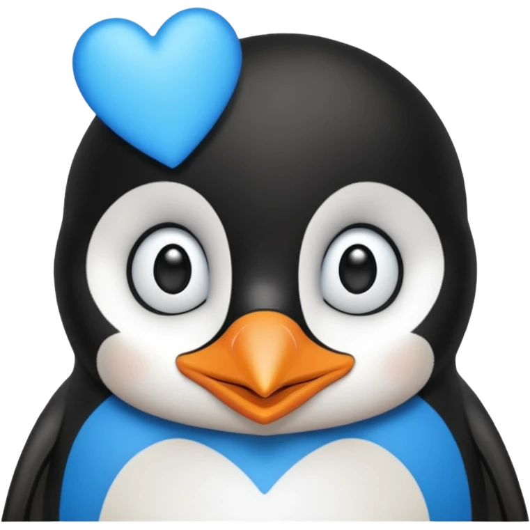 loving penguin whit blue hearts around him emoji