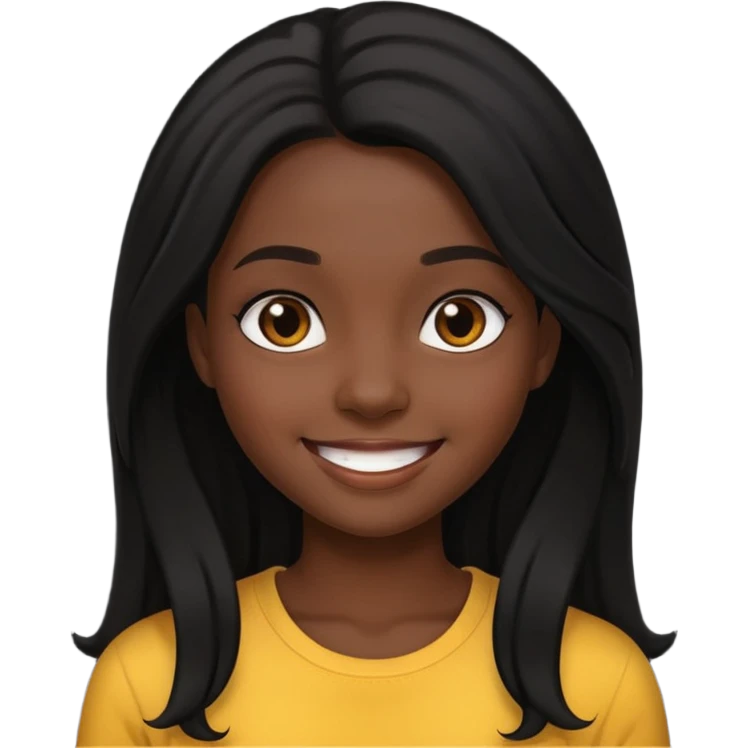 Black  girl black long hair emoji