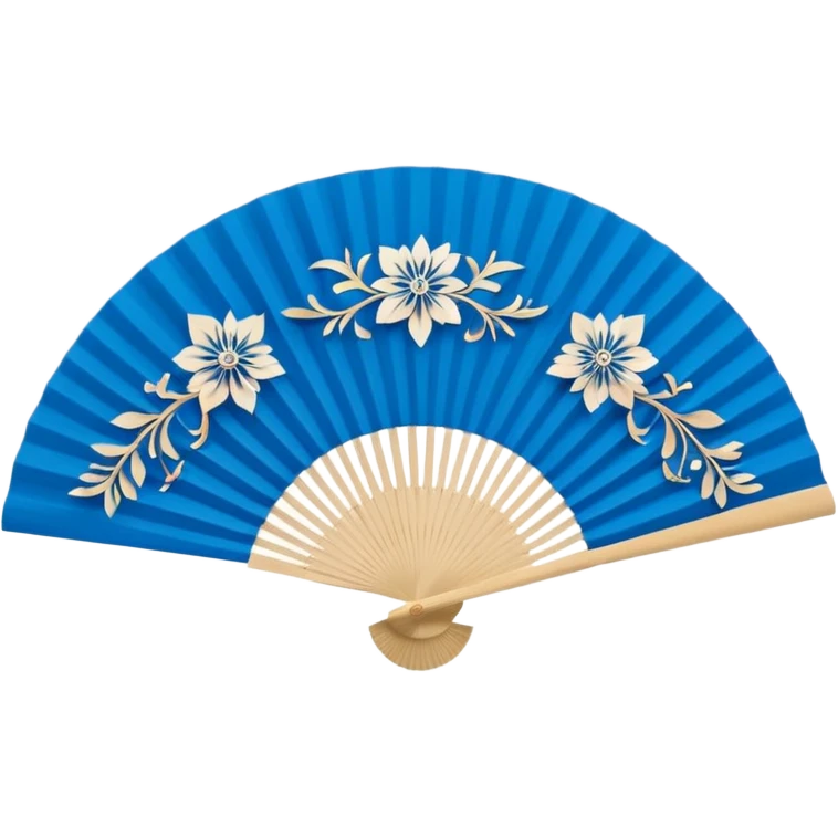 blue paper hand fan with pattern emoji