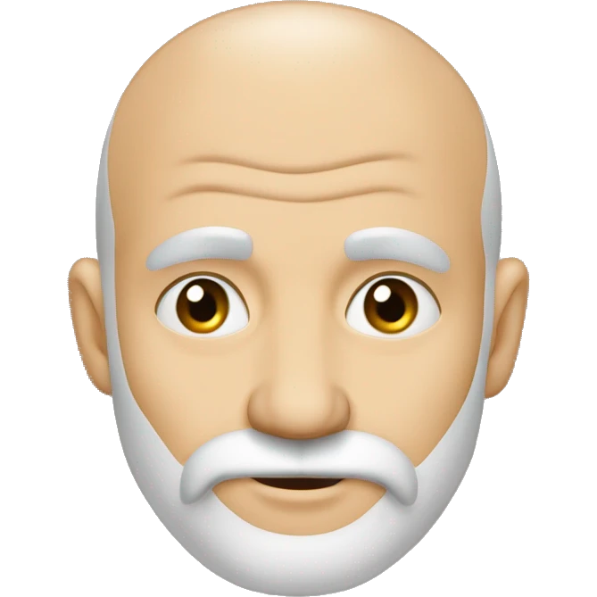Sure, here’s a prompt for generating the described image using AI:

"A 50-year-old bald man with a graying beard. He is smiling and has his index finger resting on his lower lip as if he is deep in thought." emoji