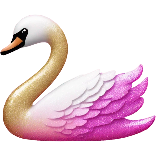 Pink ombre swan with glitter emoji