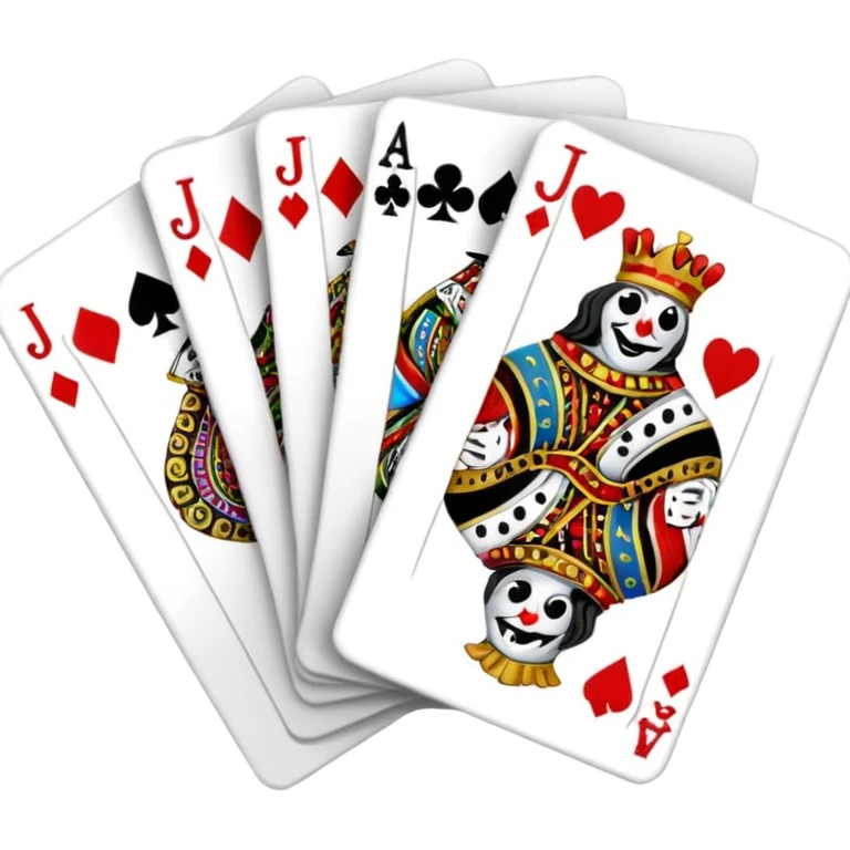 bunch of poker cards, with jolly jokers inside emoji
