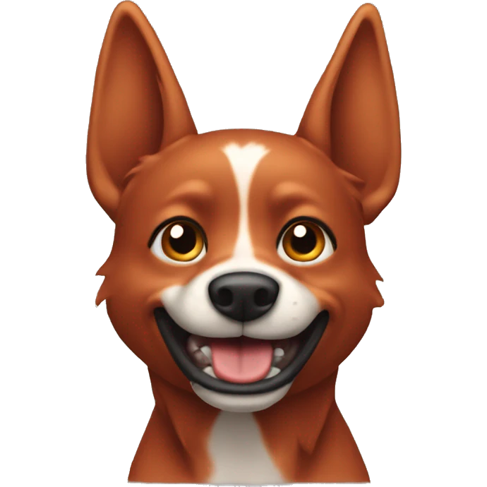 solid red dog with pointed ears running emoji